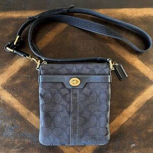 Black Canvas Coach Crossbody Bag